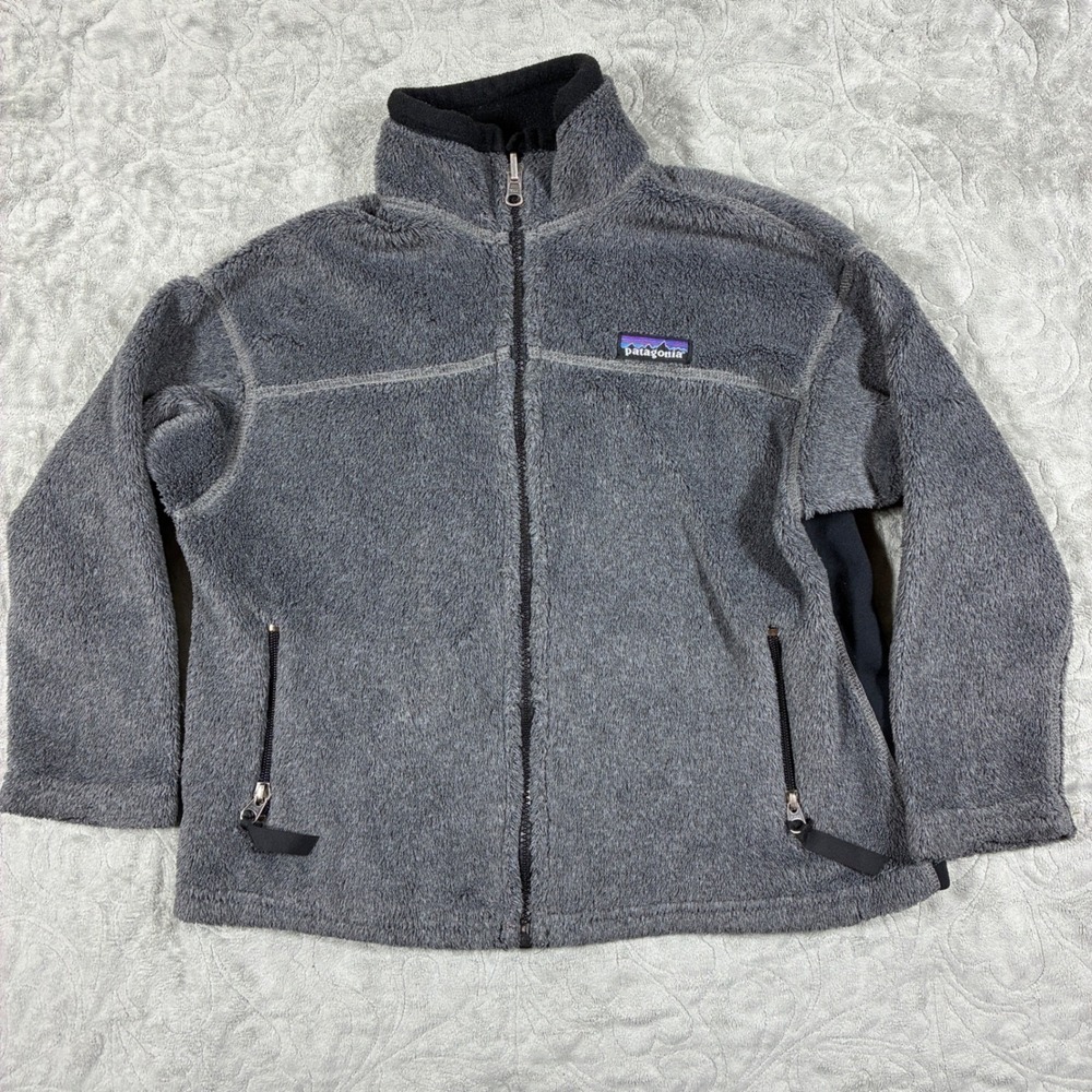 Patagonia Kids Fleece Full Zip Jacket Size S Gray Retro Pile Camping Hiking